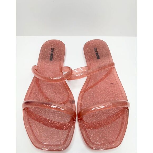 Steve Madden Sandals‎ Womens Size 8 Pink Jelly Double Straps Slip On - Picture 1 of 7
